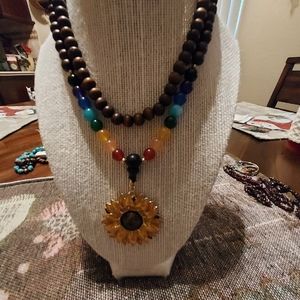 Handcrafted wood bead necklass